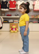 Girls Butterfly Print Denim Jeans - Image 2