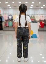 Butterfly Print Charcoal Tapered Jeans - Image 2