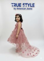 Girls Floral Net Party Wear Frock - Image 3