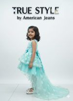 Girls Floral Net Party Wear Frock - Image 3
